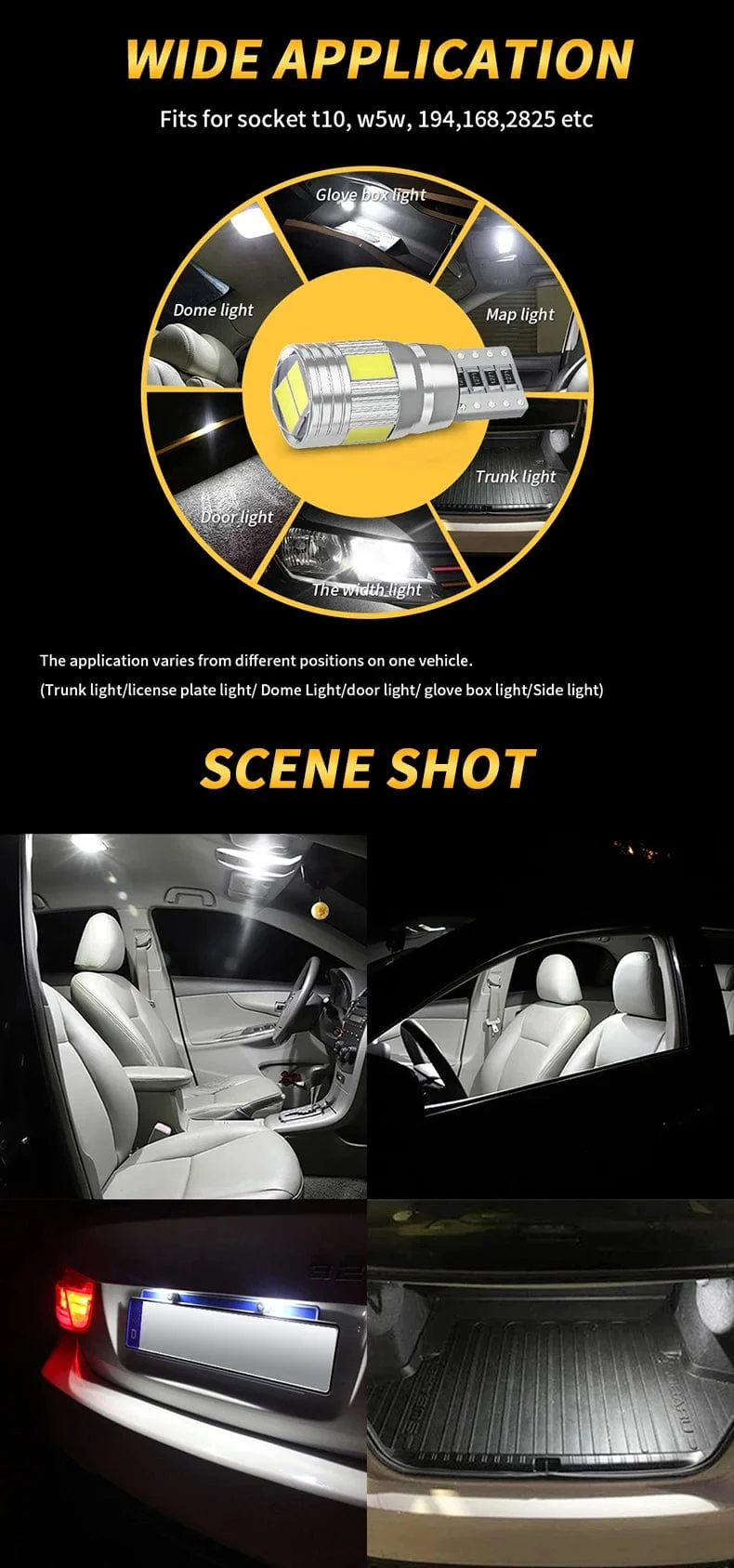 2 stücke T10 W5W Led-lampe Canbus Kein fehler 12V 6000K 5630 6SMD Auto Clarance Wedge Seite Reverse lampen Drehen Singal Licht Weiß Bernstein