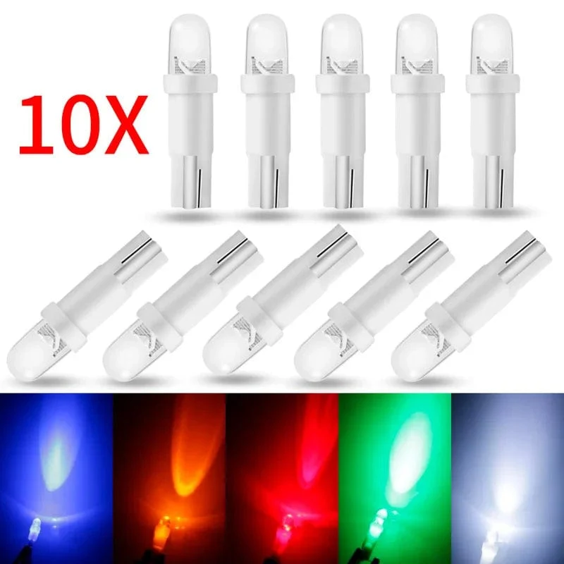 10 PCS von T5 1 LED 12V Keramik Dashboard Gauge Instrument Keramik Auto Auto Seite Keil Licht Lampe Birne