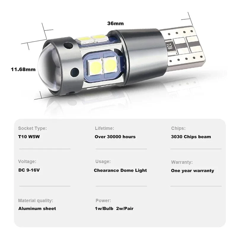 NLpearl 2x Signal Lampe T10 W5W Led Canbus Birne 12V 10SMD 3030 Chips W5W LED 168 194 Auto Keil parkplatz Licht Lesen Dome Licht