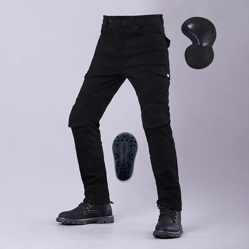 Klassische Herren-Motorradjeans, Outdoor-Reithose mit Schutzausrüstung, Moto-Jeans, Knieschützer, abnehmbare Motorradhose