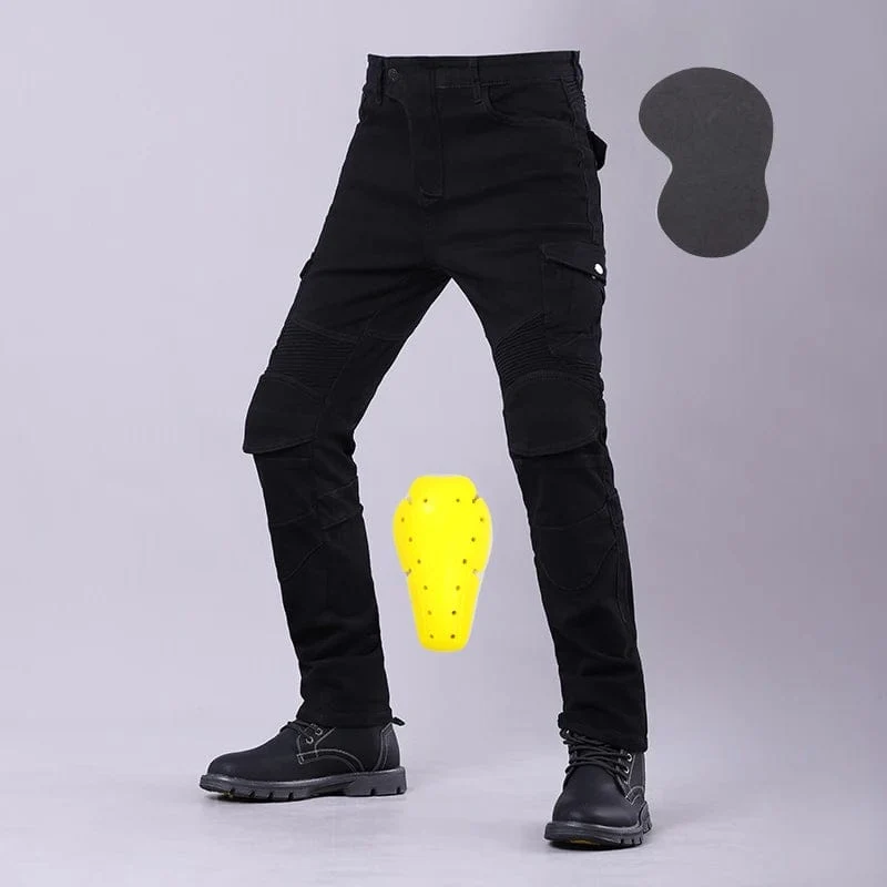 Klassische Herren-Motorradjeans, Outdoor-Reithose mit Schutzausrüstung, Moto-Jeans, Knieschützer, abnehmbare Motorradhose