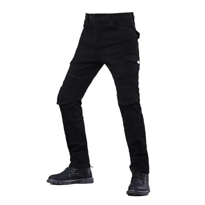 Klassische Herren-Motorradjeans, Outdoor-Reithose mit Schutzausrüstung, Moto-Jeans, Knieschützer, abnehmbare Motorradhose
