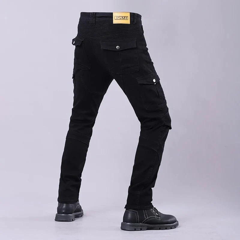 Klassische Herren-Motorradjeans, Outdoor-Reithose mit Schutzausrüstung, Moto-Jeans, Knieschützer, abnehmbare Motorradhose