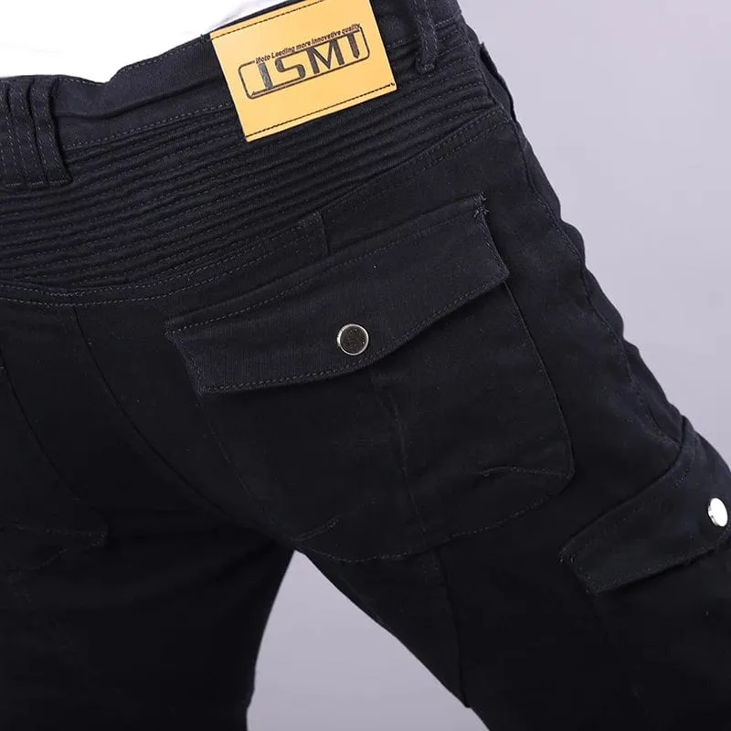 Klassische Herren-Motorradjeans, Outdoor-Reithose mit Schutzausrüstung, Moto-Jeans, Knieschützer, abnehmbare Motorradhose