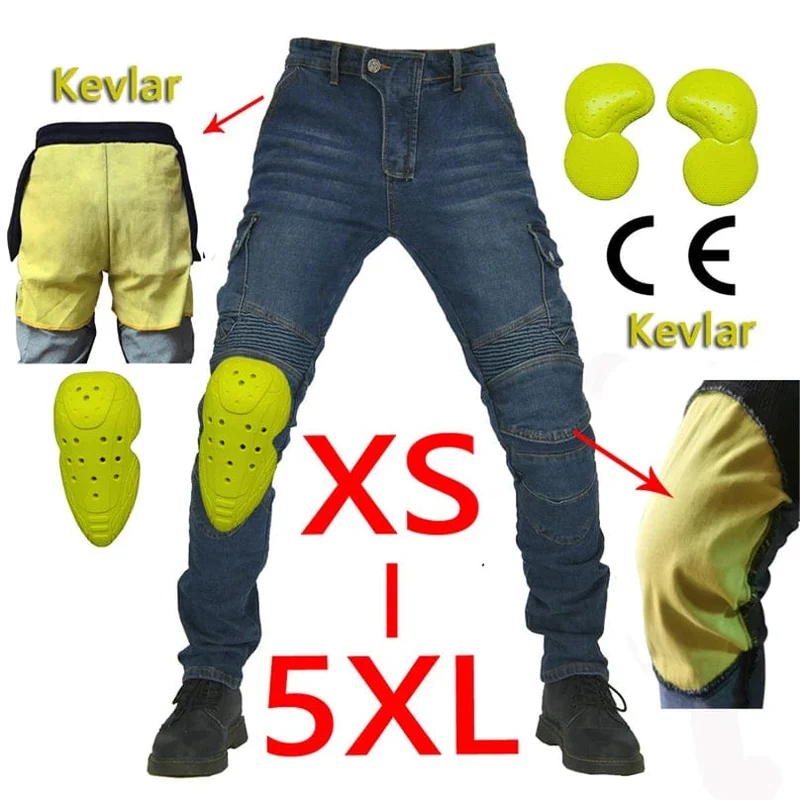 Aramid Motorradhose Moto Jeans Herren Motocross Hose + Protektoren Protektoren