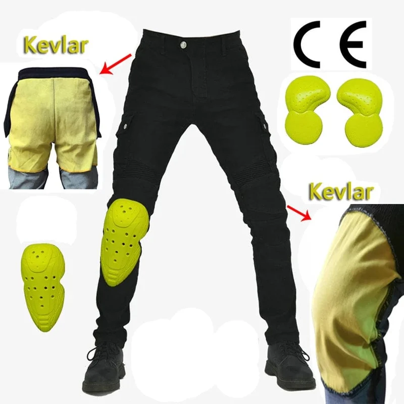 Aramid Motorradhose Moto Jeans Herren Motocross Hose + Protektoren Protektoren