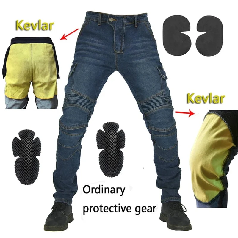 Aramid Motorradhose Moto Jeans Herren Motocross Hose + Protektoren Protektoren