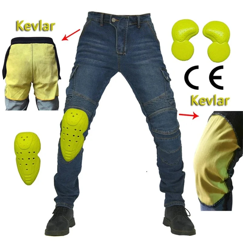 Aramid Motorradhose Moto Jeans Herren Motocross Hose + Protektoren Protektoren