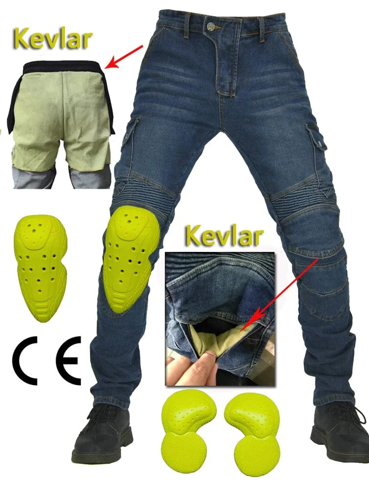 Aramid Motorradhose Moto Jeans Herren Motocross Hose + Protektoren Protektoren