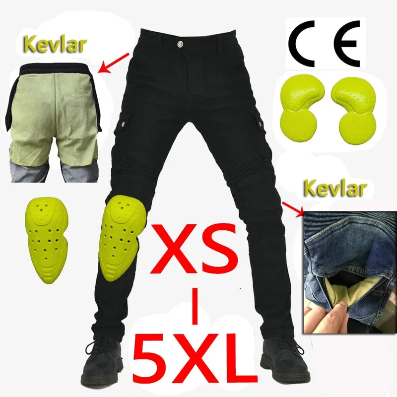 Aramid Motorradhose Moto Jeans Herren Motocross Hose + Protektoren Protektoren