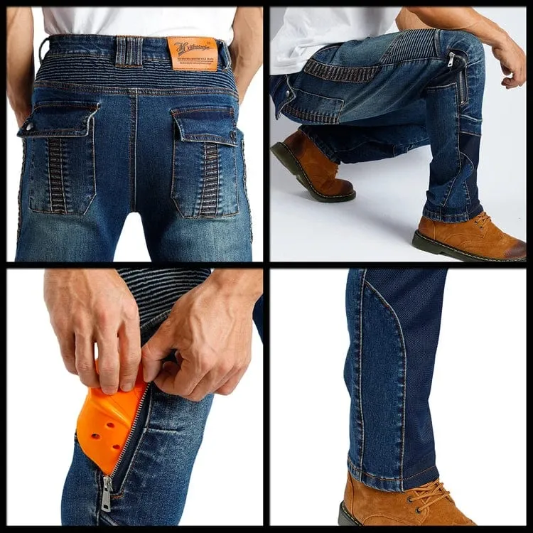 Aramid Motorradhose Moto Jeans Herren Motocross Hose + Protektoren Protektoren