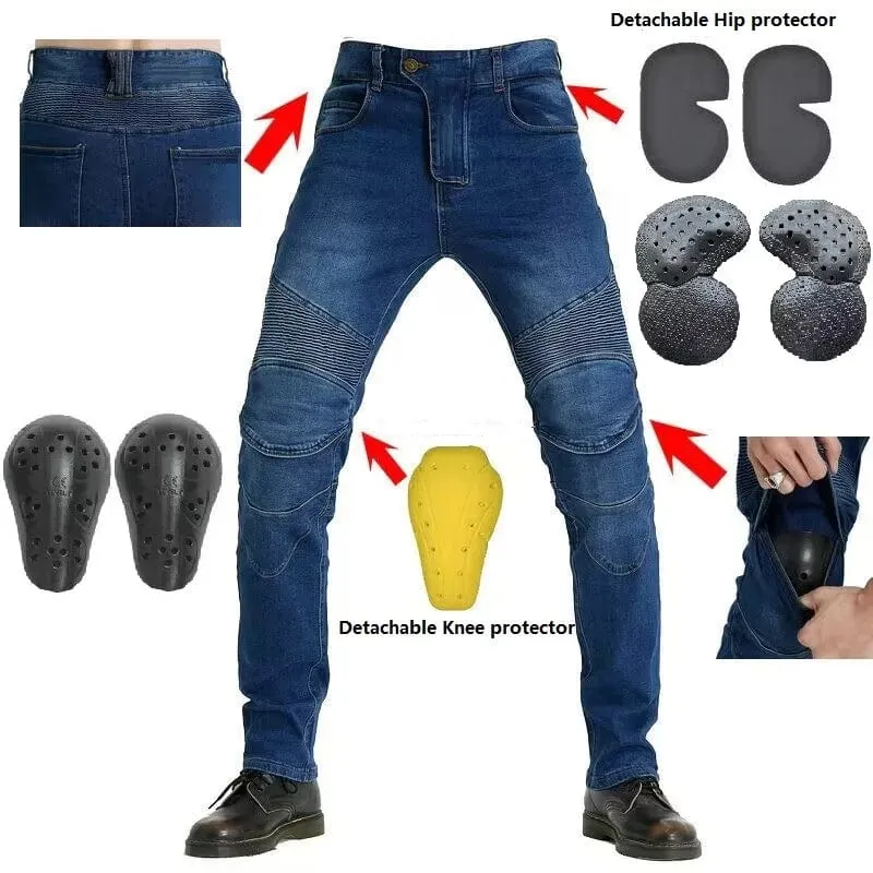 Männer Jeans Stickerei Motorrad Hosen Pantalon Motocross Gürtel Schutz Ausrüstung Motorrad Führerschein Prüfung Motos Jeans