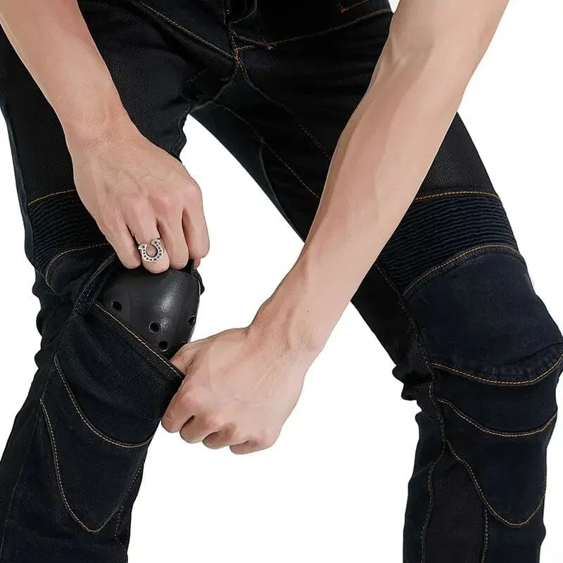 Männer Jeans Stickerei Motorrad Hosen Pantalon Motocross Gürtel Schutz Ausrüstung Motorrad Führerschein Prüfung Motos Jeans