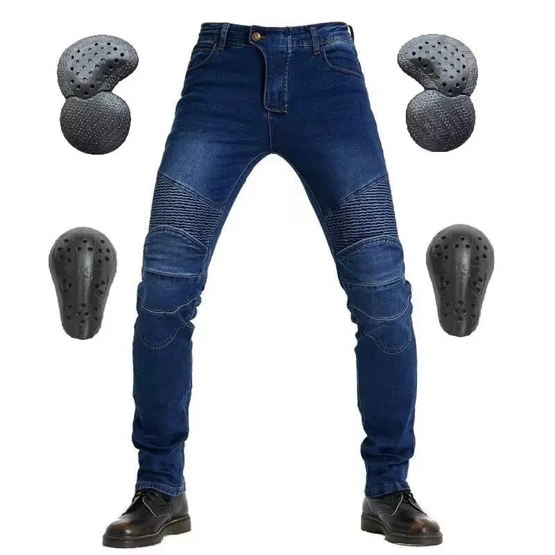 Männer Jeans Stickerei Motorrad Hosen Pantalon Motocross Gürtel Schutz Ausrüstung Motorrad Führerschein Prüfung Motos Jeans