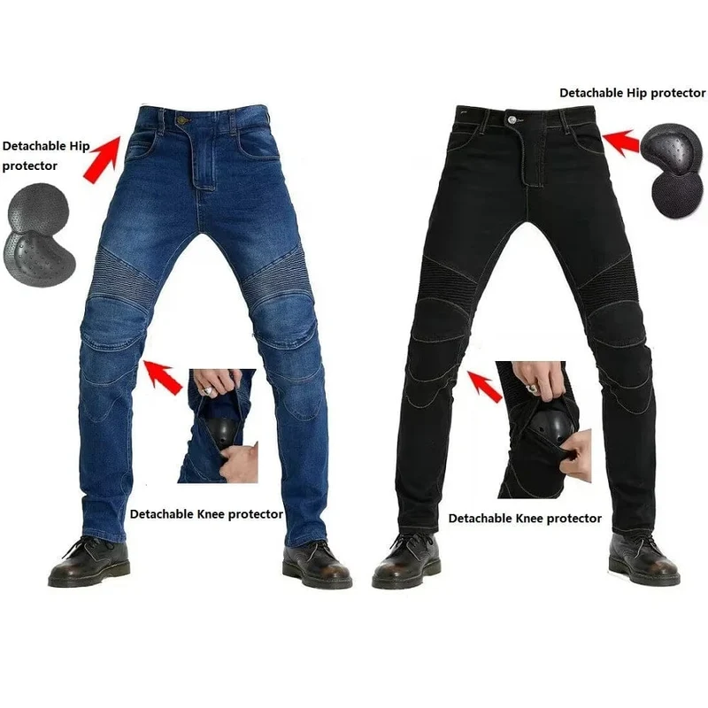 Männer Jeans Stickerei Motorrad Hosen Pantalon Motocross Gürtel Schutz Ausrüstung Motorrad Führerschein Prüfung Motos Jeans