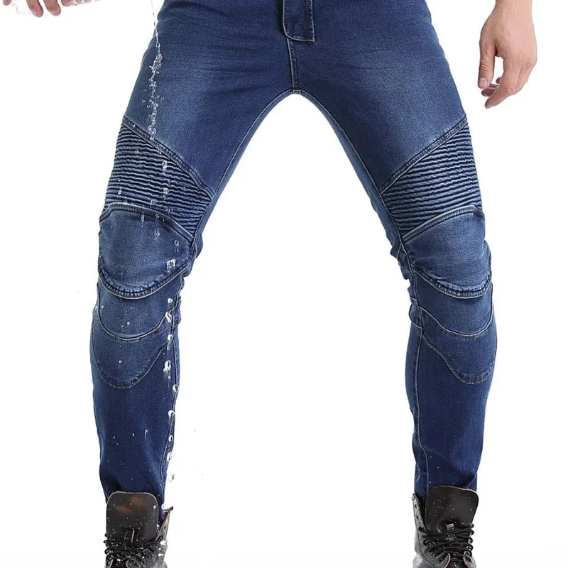 Männer Jeans Stickerei Motorrad Hosen Pantalon Motocross Gürtel Schutz Ausrüstung Motorrad Führerschein Prüfung Motos Jeans