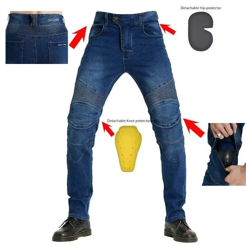 Männer Jeans Stickerei Motorrad Hosen Pantalon Motocross Gürtel Schutz Ausrüstung Motorrad Führerschein Prüfung Motos Jeans