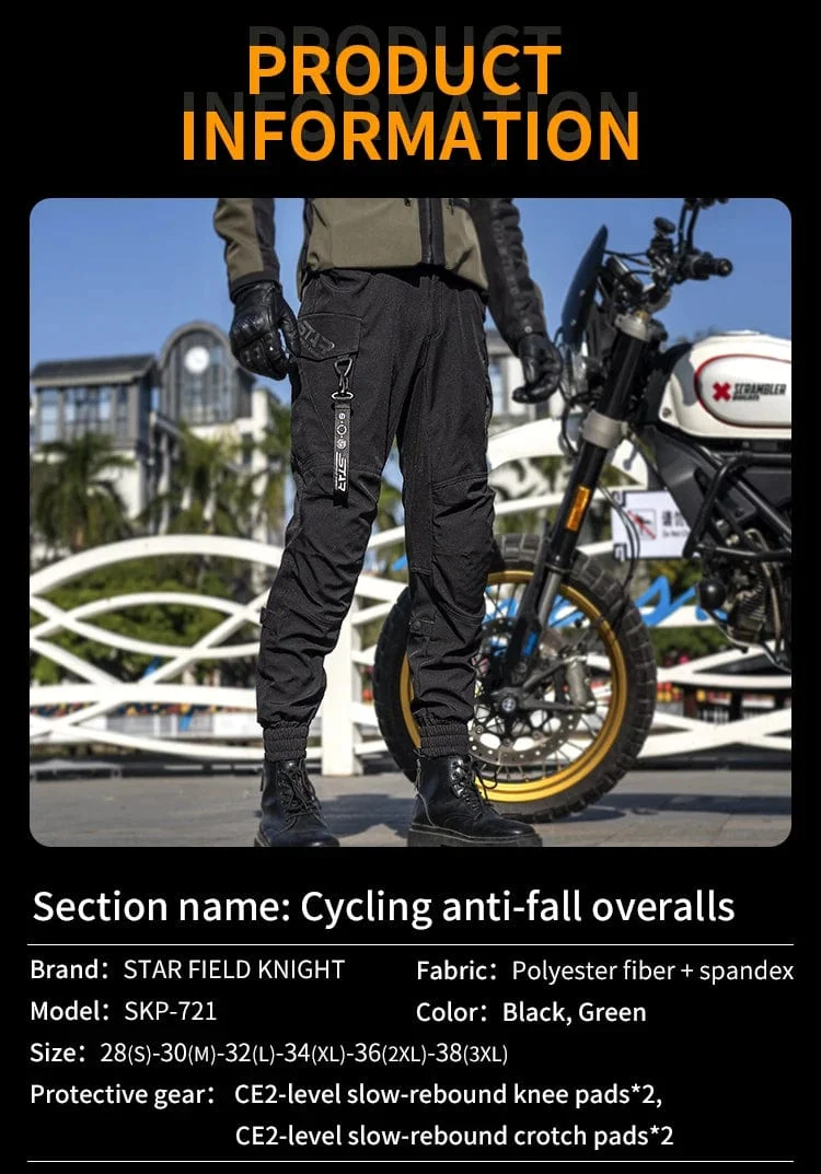 Star Field Knight Motorradhose Sommer Atmungsaktive CE-Schutzpanzerung Schwarz Armeegrün Herren Motorradhose