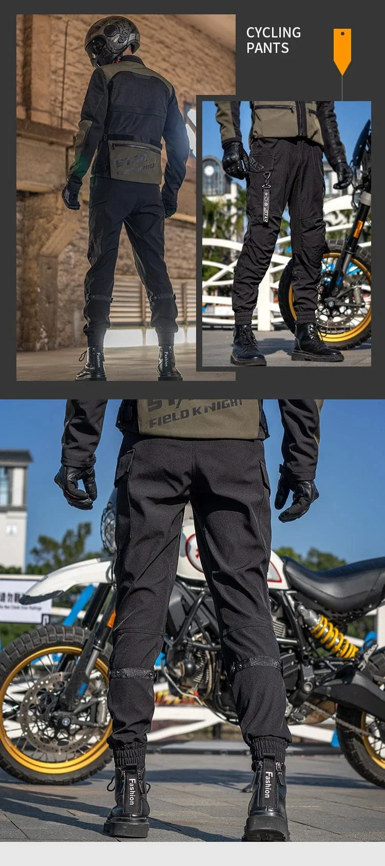 Star Field Knight Motorradhose Sommer Atmungsaktive CE-Schutzpanzerung Schwarz Armeegrün Herren Motorradhose
