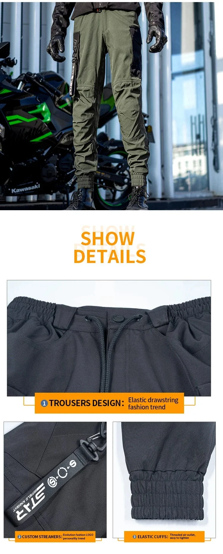 Star Field Knight Motorradhose Sommer Atmungsaktive CE-Schutzpanzerung Schwarz Armeegrün Herren Motorradhose