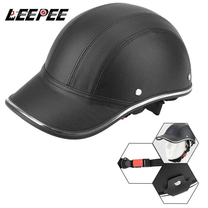 LEEPEE Für Cafe Racer Chopper Roller Sicherheit Harte Hut Halbe Gesicht Vintage Sommer Kappe Motorrad Halb Helm Baseball Kappe Stil