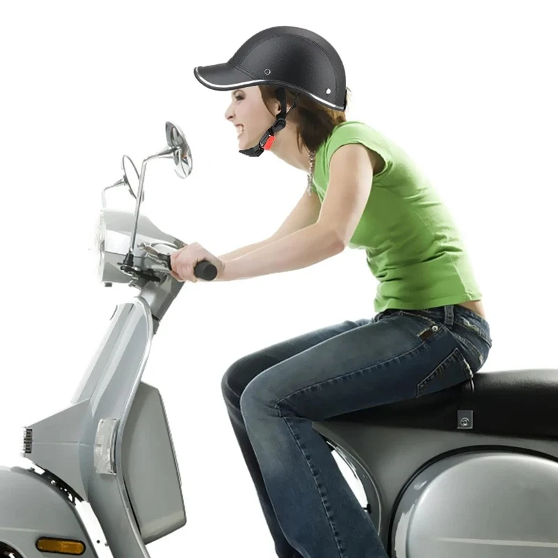 LEEPEE Für Cafe Racer Chopper Roller Sicherheit Harte Hut Halbe Gesicht Vintage Sommer Kappe Motorrad Halb Helm Baseball Kappe Stil