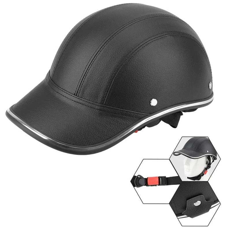 LEEPEE Für Cafe Racer Chopper Roller Sicherheit Harte Hut Halbe Gesicht Vintage Sommer Kappe Motorrad Halb Helm Baseball Kappe Stil