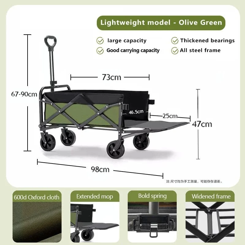 Trolley-Klappwagen mit Rädern, faltbarer Campingwagen, tragbarer Einkaufswagen für den Außenbereich, Dolly-Handwagen, Wagenkorbwagen