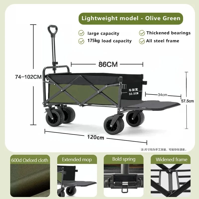 Trolley-Klappwagen mit Rädern, faltbarer Campingwagen, tragbarer Einkaufswagen für den Außenbereich, Dolly-Handwagen, Wagenkorbwagen