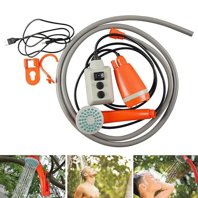Campingdusche Outdoor Wandern Reisen Tragbare Dusche und 20L Eimer Set Autowaschanlage Pflanzenbewässerung Haustierreinigung Elektrische Pumpe