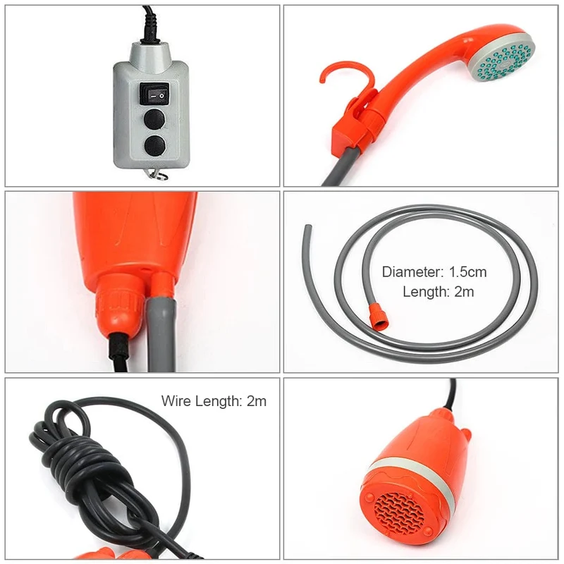 Campingdusche Outdoor Wandern Reisen Tragbare Dusche und 20L Eimer Set Autowaschanlage Pflanzenbewässerung Haustierreinigung Elektrische Pumpe