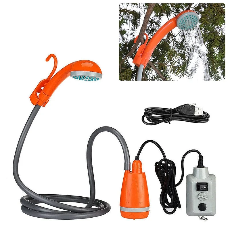 Campingdusche Outdoor Wandern Reisen Tragbare Dusche und 20L Eimer Set Autowaschanlage Pflanzenbewässerung Haustierreinigung Elektrische Pumpe