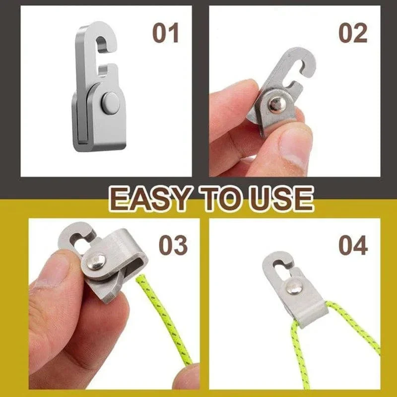 Selbstsichernde Haken mit Seil, automatischer Verriegelungshaken, multifunktional, frei von Knoten, schnell fester, sicherer Haken für den Außenbereich, Campingausrüstung