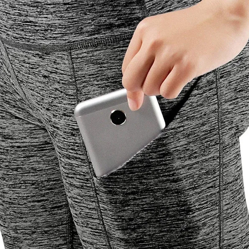 Damen-Sporthose, 3/4-Gym, Sport, Damenstrumpfhose, lässige, verkürzte Damen-Leggings für Fitness, Damen-Yogahose mit Seitentaschen