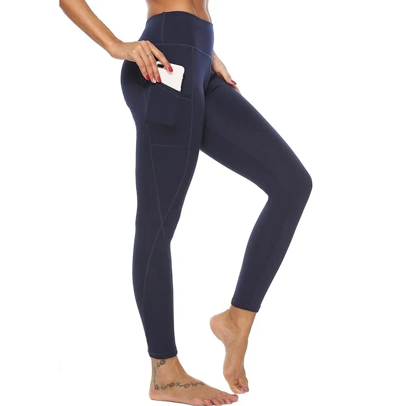 Damen-Sporthose, 3/4-Gym, Sport, Damenstrumpfhose, lässige, verkürzte Damen-Leggings für Fitness, Damen-Yogahose mit Seitentaschen