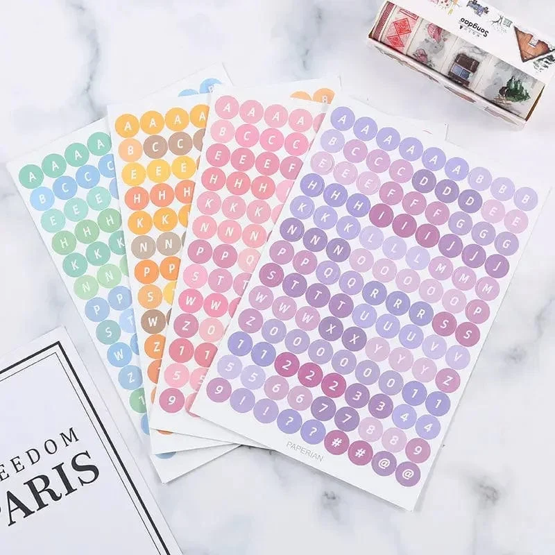 4 Blatt Kawaii Alphabet Buchstaben Aufkleber Koreanisches Briefpapier DIY Scrapbooking Planer Notebook Journal Dekoration Bürobedarf