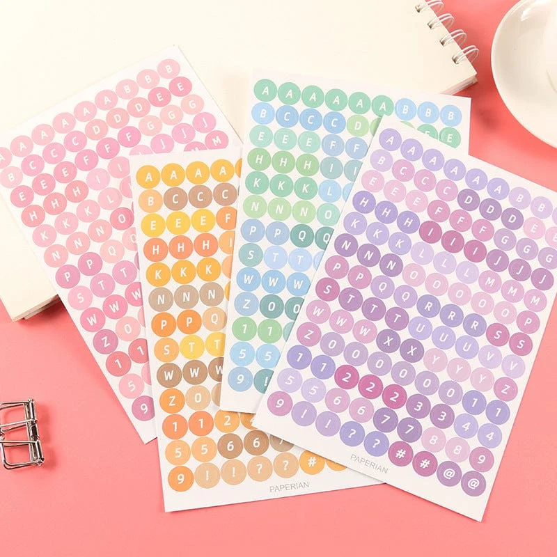 4 Blatt Kawaii Alphabet Buchstaben Aufkleber Koreanisches Briefpapier DIY Scrapbooking Planer Notebook Journal Dekoration Bürobedarf
