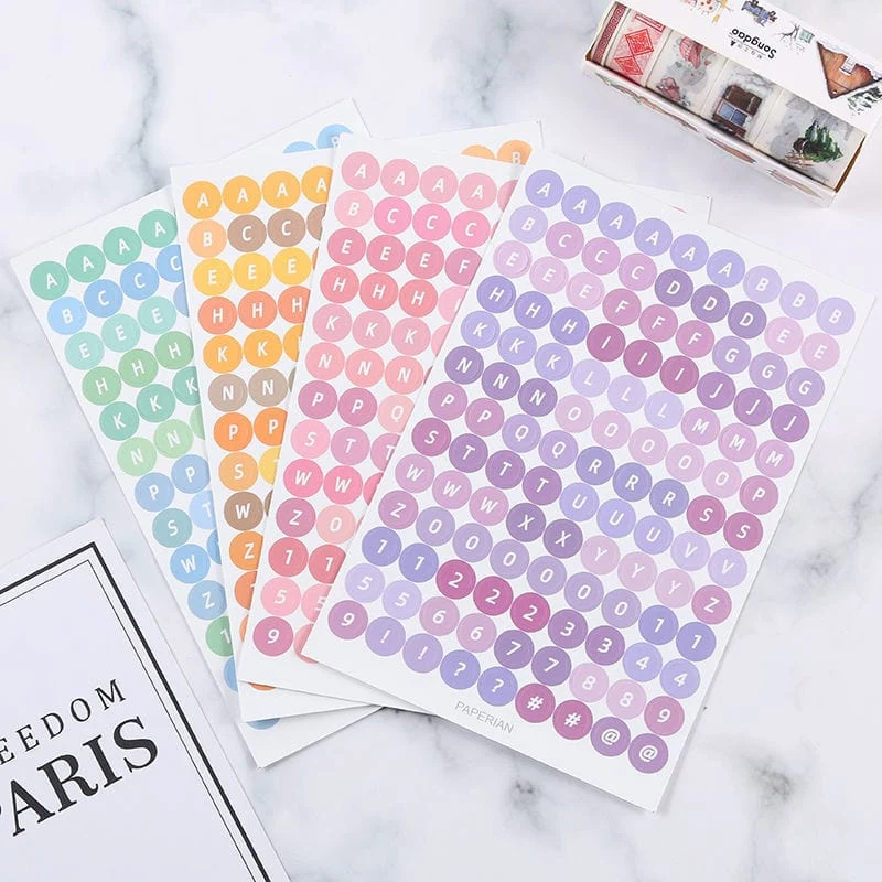 4 Blatt Kawaii Alphabet Buchstaben Aufkleber Koreanisches Briefpapier DIY Scrapbooking Planer Notebook Journal Dekoration Bürobedarf