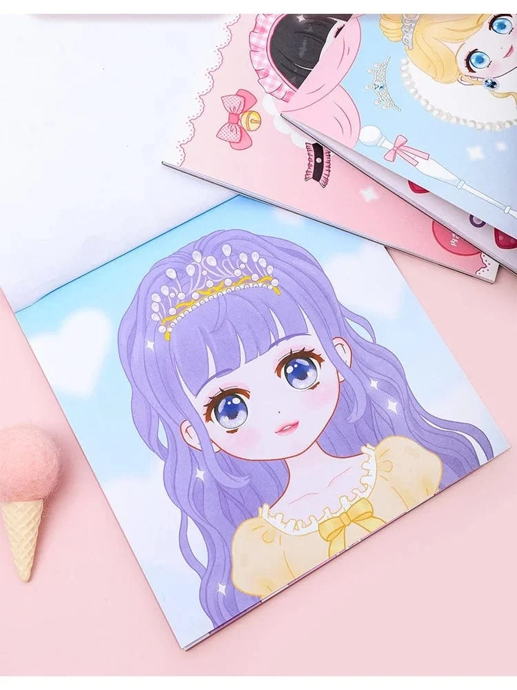 1PCS Umstellung Aufkleber Handbuch Handbuch Guka Aufkleber Prinzessin Spielzeug Buch Mädchen Kind Schöne Puppe Kleid Bis