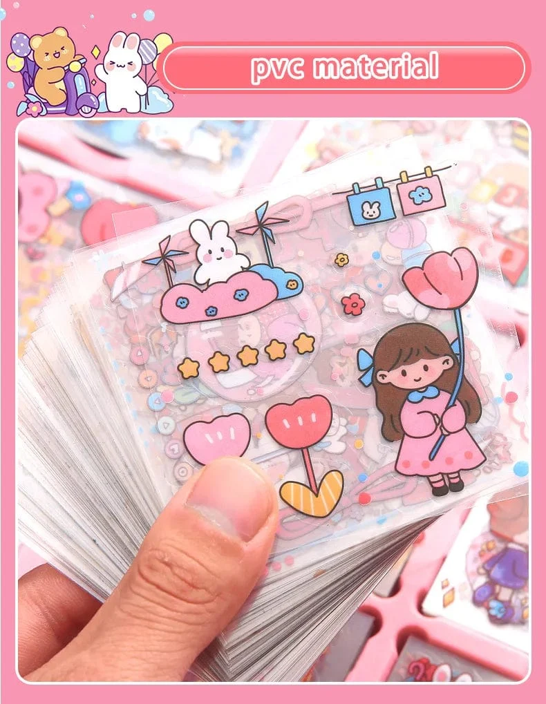 Mr. Paper 50 Stück wasserdichte PET-Cartoon-Aufkleber, süße Aufkleber für Kinder, Handbuch, Dekoration, Kawaii-Aufkleber, koreanisches Schreibwaren