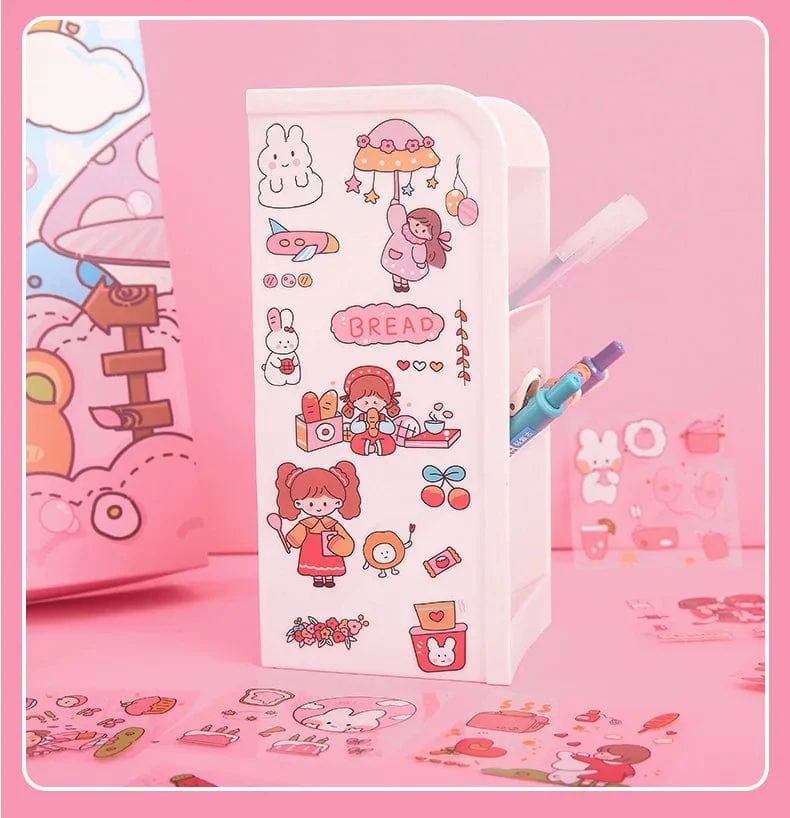 Mr. Paper 50 Stück wasserdichte PET-Cartoon-Aufkleber, süße Aufkleber für Kinder, Handbuch, Dekoration, Kawaii-Aufkleber, koreanisches Schreibwaren