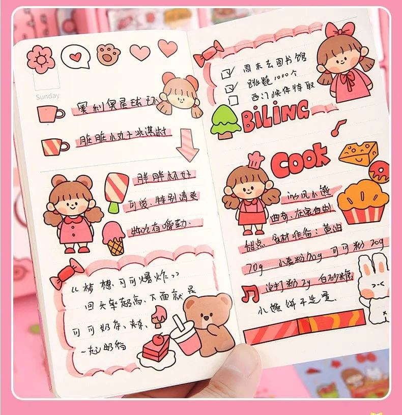 Mr. Paper 50 Stück wasserdichte PET-Cartoon-Aufkleber, süße Aufkleber für Kinder, Handbuch, Dekoration, Kawaii-Aufkleber, koreanisches Schreibwaren