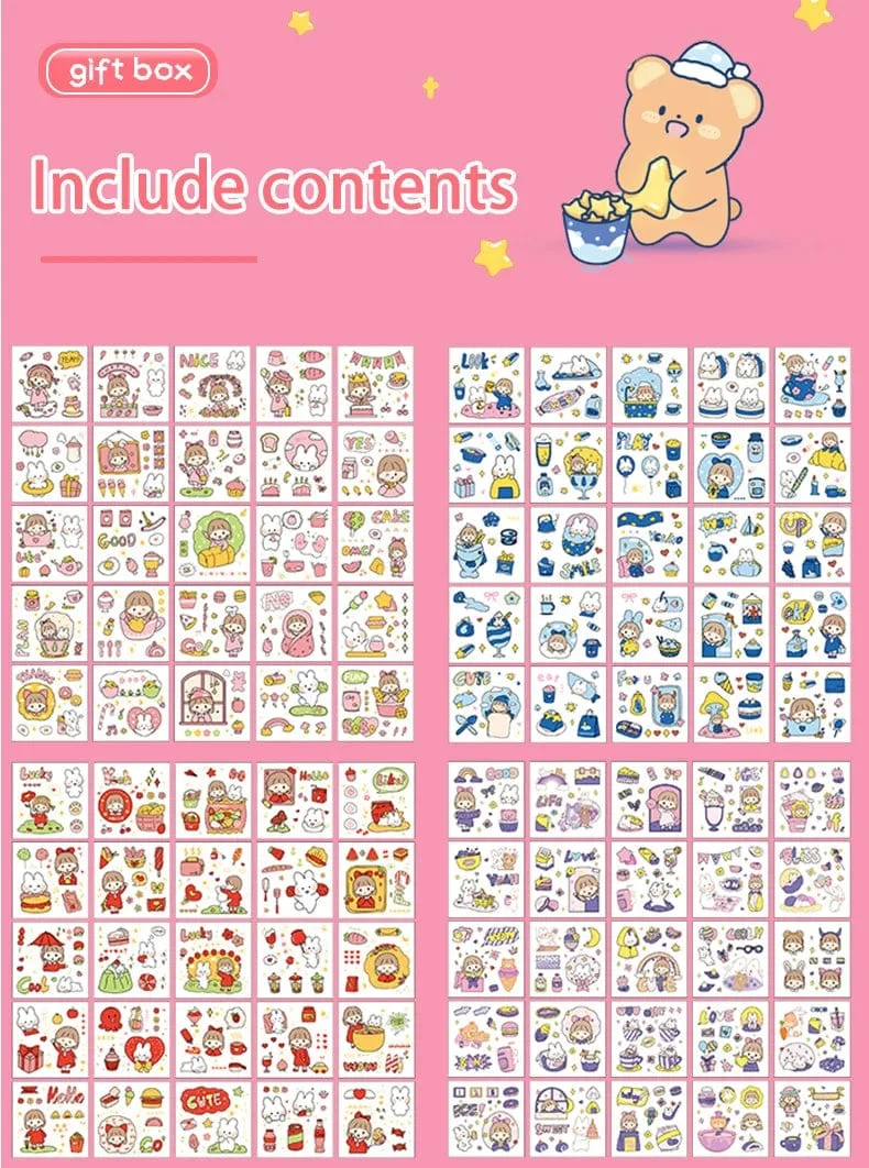 Mr. Paper 50 Stück wasserdichte PET-Cartoon-Aufkleber, süße Aufkleber für Kinder, Handbuch, Dekoration, Kawaii-Aufkleber, koreanisches Schreibwaren