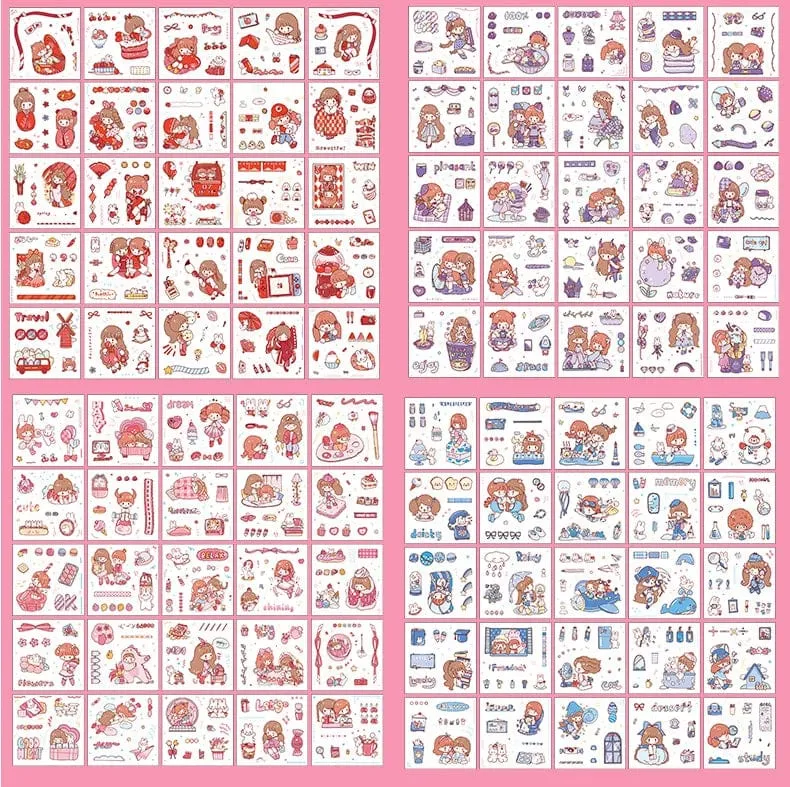 Mr. Paper 50 Stück wasserdichte PET-Cartoon-Aufkleber, süße Aufkleber für Kinder, Handbuch, Dekoration, Kawaii-Aufkleber, koreanisches Schreibwaren
