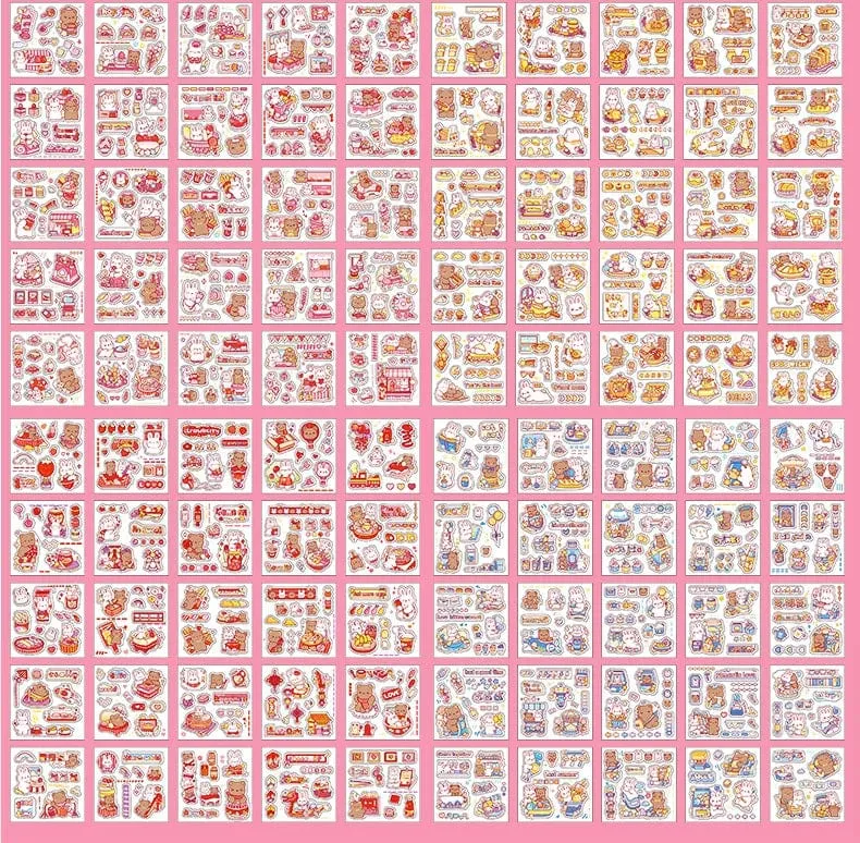 Mr. Paper 50 Stück wasserdichte PET-Cartoon-Aufkleber, süße Aufkleber für Kinder, Handbuch, Dekoration, Kawaii-Aufkleber, koreanisches Schreibwaren