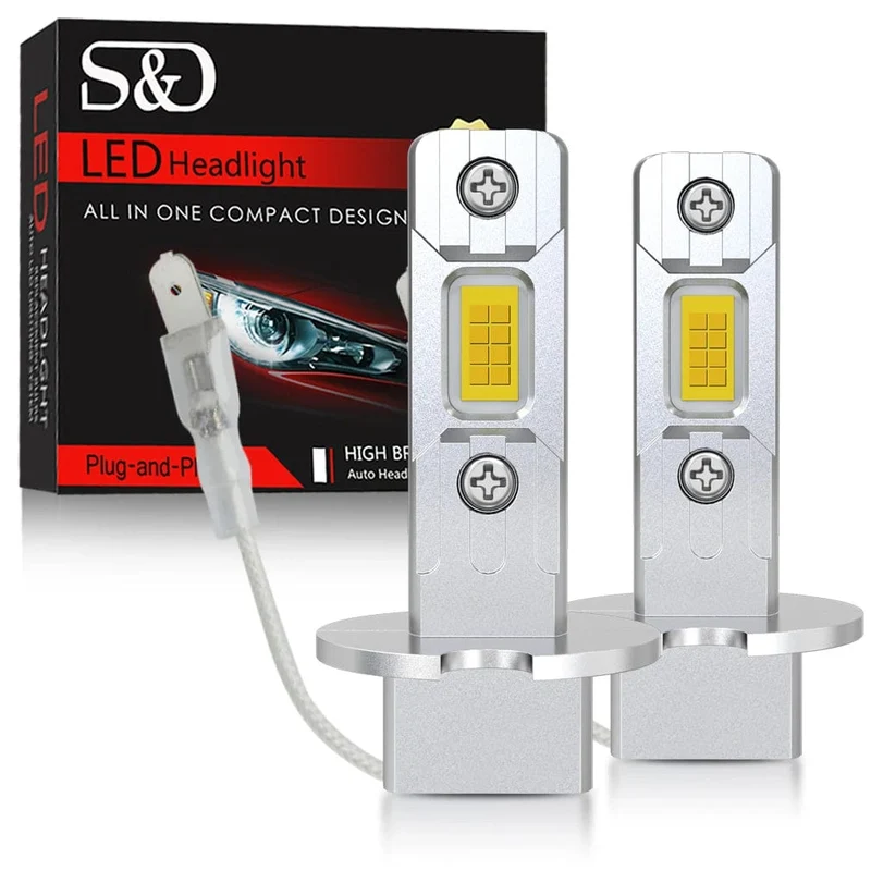 30000LM H1 LED-Scheinwerfer 100W Mini Canbus H3 Led für Autoscheinwerfer Lüfterloses Licht Autodiode Nebelscheinwerfer 6000K Weiß 3000K Gelb