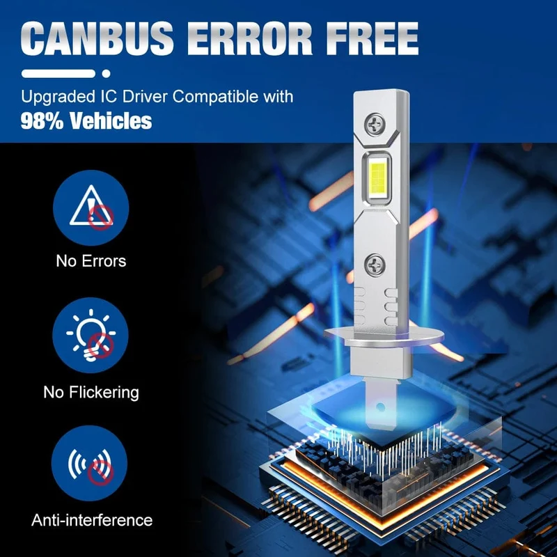 30000LM H1 LED-Scheinwerfer 100W Mini Canbus H3 Led für Autoscheinwerfer Lüfterloses Licht Autodiode Nebelscheinwerfer 6000K Weiß 3000K Gelb
