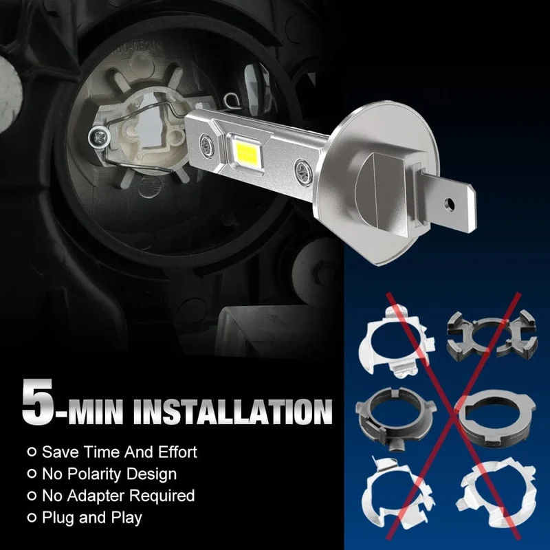 30000LM H1 LED-Scheinwerfer 100W Mini Canbus H3 Led für Autoscheinwerfer Lüfterloses Licht Autodiode Nebelscheinwerfer 6000K Weiß 3000K Gelb