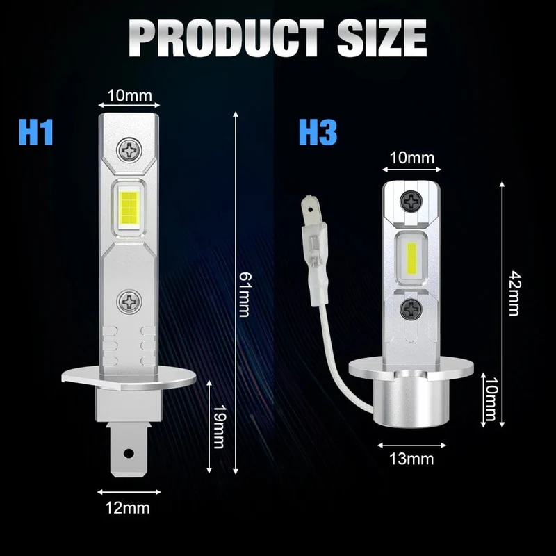 30000LM H1 LED-Scheinwerfer 100W Mini Canbus H3 Led für Autoscheinwerfer Lüfterloses Licht Autodiode Nebelscheinwerfer 6000K Weiß 3000K Gelb