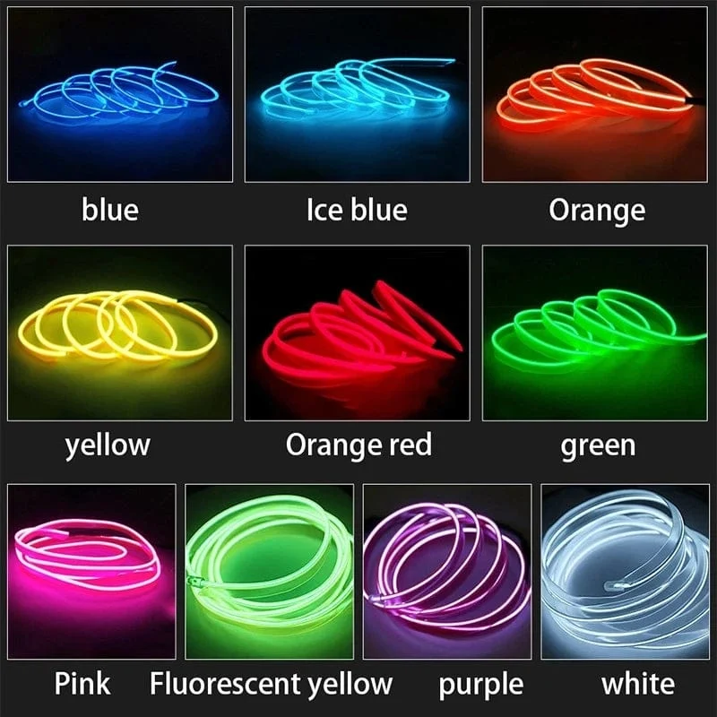 Auto LED Streifen EL Draht Seil Rohr USB Schalter Zigarette Auto Umgebungs Licht Neon Licht Girlande Dekoration Flexible Led Rohr Auto Led